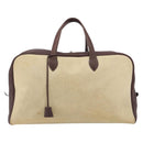 HERMES Victoria 50 Boston Bag Canvas Beige Brown Auth BA14733-13