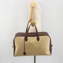 HERMES Victoria 50 Boston Bag Canvas Beige Brown Auth BA14733-22