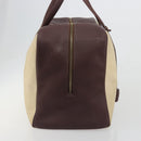 HERMES Victoria 50 Boston Bag Canvas Beige Brown Auth BA14733-3
