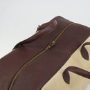 HERMES Victoria 50 Boston Bag Canvas Beige Brown Auth BA14733-6