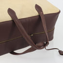 HERMES Victoria 50 Boston Bag Canvas Beige Brown Auth BA14733-7