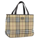 BURBERRY Nova Check Hand Bag PVC Leather Beige Auth BA14734A-1