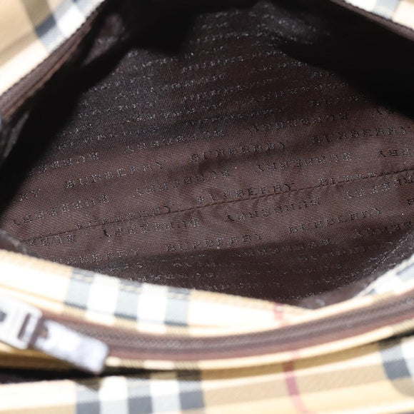 BURBERRY Nova Check Hand Bag PVC Leather Beige Auth BA14734A