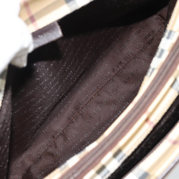 BURBERRY Nova Check Hand Bag PVC Leather Beige Auth BA14734A