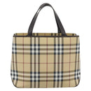 BURBERRY Nova Check Hand Bag PVC Leather Beige Auth BA14734A-2