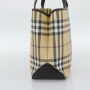 BURBERRY Nova Check Hand Bag PVC Leather Beige Auth BA14734A-4