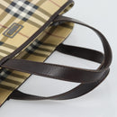 BURBERRY Nova Check Hand Bag PVC Leather Beige Auth BA14734A-6