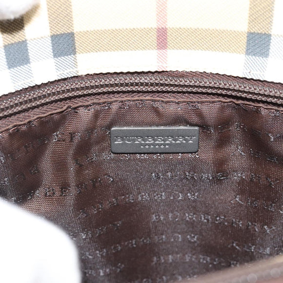 BURBERRY Nova Check Hand Bag PVC Leather Beige Auth BA14734A