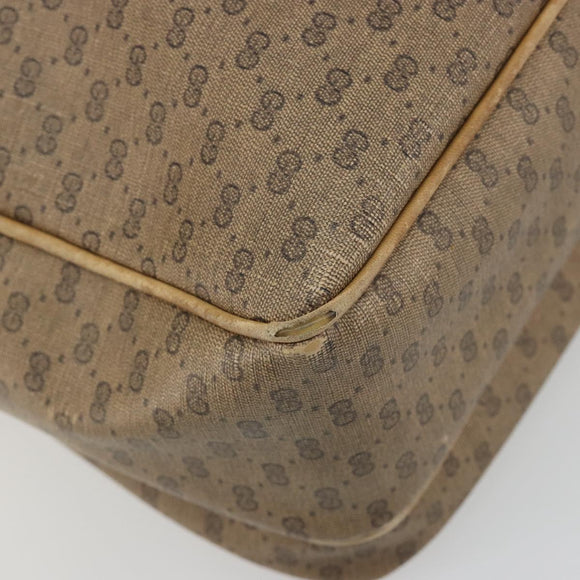 GUCCI Micro GG Shoulder Bag PVC Leather Beige Gold Tone Auth BA14736
