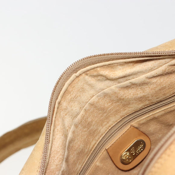 GUCCI Micro GG Shoulder Bag PVC Leather Beige Gold Tone Auth BA14736