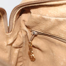 GUCCI Micro GG Shoulder Bag PVC Leather Beige Gold Tone Auth BA14736-21