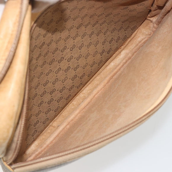 GUCCI Micro GG Shoulder Bag PVC Leather Beige Gold Tone Auth BA14736
