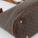 CELINE Macadam Tote Bag PVC Leather Brown Gold Tone Auth BA14737-11