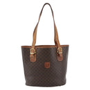 CELINE Macadam Tote Bag PVC Leather Brown Gold Tone Auth BA14737-2