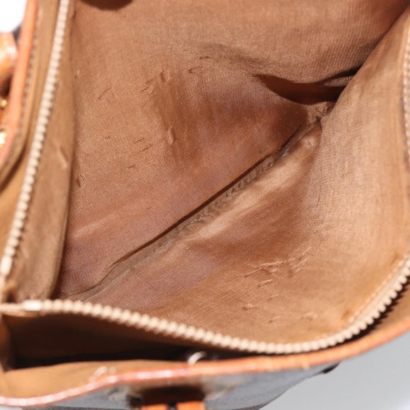 CELINE Macadam Tote Bag PVC Leather Brown Gold Tone Auth BA14737