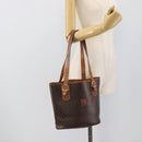 CELINE Macadam Tote Bag PVC Leather Brown Gold Tone Auth BA14737-23