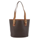 CELINE Macadam Tote Bag PVC Leather Brown Gold Tone Auth BA14737-3
