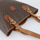 CELINE Macadam Tote Bag PVC Leather Brown Gold Tone Auth BA14737-6