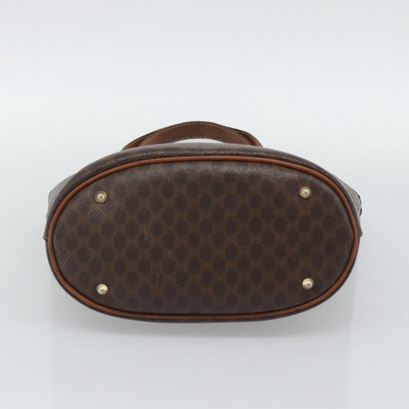 CELINE Macadam Tote Bag PVC Leather Brown Gold Tone Auth BA14737