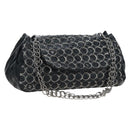 CHANEL Chain Shoulder Bag Patent Black Silver CC Auth BA14739-1