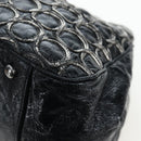 CHANEL Chain Shoulder Bag Patent Black Silver CC Auth BA14739-17