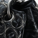 CHANEL Chain Shoulder Bag Patent Black Silver CC Auth BA14739-9
