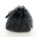 CHANEL Chain Shoulder Bag Patent Black Silver CC Auth BA14739-4