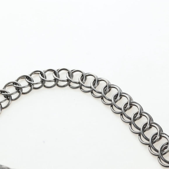 CHANEL Chain Shoulder Bag Patent Black Silver CC Auth BA14739