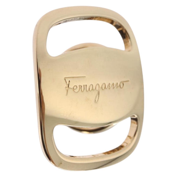 Salvatore Ferragamo Vala Scarf Ring Metal Gold Tone Auth BA14744A