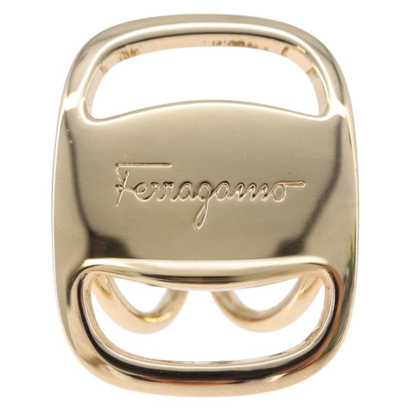 Salvatore Ferragamo Vala Scarf Ring Metal Gold Tone Auth BA14744A