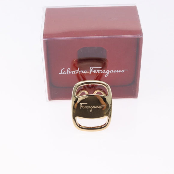 Salvatore Ferragamo Vala Scarf Ring Metal Gold Tone Auth BA14744A