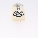 CHANEL Camellia Barrette Hair Clip Plastic White Gold Tone CC Auth BA14745V-5