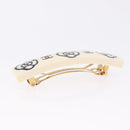 CHANEL Camellia Barrette Hair Clip Plastic White Gold Tone CC Auth BA14745V-6