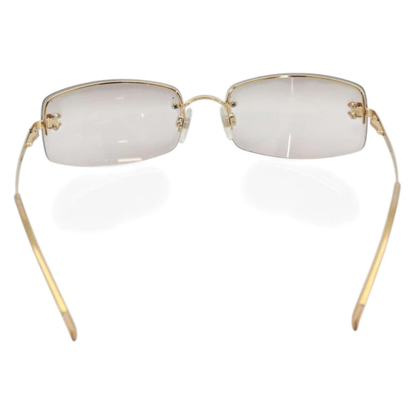 CHANEL Sunglasses Metal Gold Tone CC Auth BA14750M