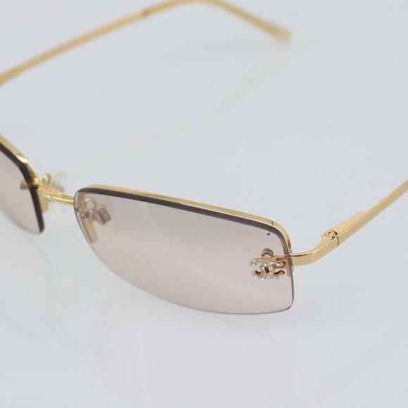 CHANEL Sunglasses Metal Gold Tone CC Auth BA14750M
