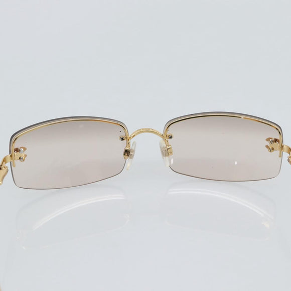 CHANEL Sunglasses Metal Gold Tone CC Auth BA14750M