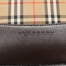 BURBERRY Nova Check Hand Bag Canvas Beige Gold Auth BA1476-17