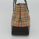BURBERRY Nova Check Hand Bag Canvas Beige Gold Auth BA1476-3