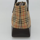 BURBERRY Nova Check Hand Bag Canvas Beige Gold Auth BA1476-4