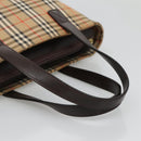 BURBERRY Nova Check Hand Bag Canvas Beige Gold Auth BA1476-7