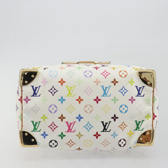 LOUIS VUITTON Monogram Multicolor Speedy 30 Hand Bag White M92643 LV Auth BA14767V