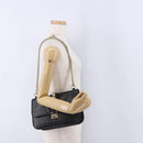 VALENTINO Studs Chain Shoulder Bag Leather Black Gold Tone Auth BA14768A-23