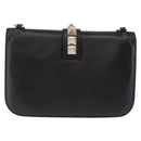 VALENTINO Studs Chain Shoulder Bag Leather Black Gold Tone Auth BA14768A-2