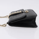 VALENTINO Studs Chain Shoulder Bag Leather Black Gold Tone Auth BA14768A-4