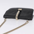 VALENTINO Studs Chain Shoulder Bag Leather Black Gold Tone Auth BA14768A-6