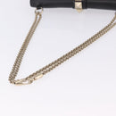 VALENTINO Studs Chain Shoulder Bag Leather Black Gold Tone Auth BA14768A-7