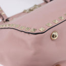 VALENTINO Studs Tote Bag Leather 2way Pink Gold Tone Auth BA14769-13