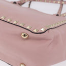 VALENTINO Studs Tote Bag Leather 2way Pink Gold Tone Auth BA14769-16