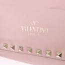 VALENTINO Studs Tote Bag Leather 2way Pink Gold Tone Auth BA14769-17