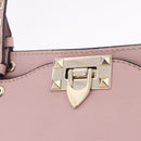 VALENTINO Studs Tote Bag Leather 2way Pink Gold Tone Auth BA14769-18